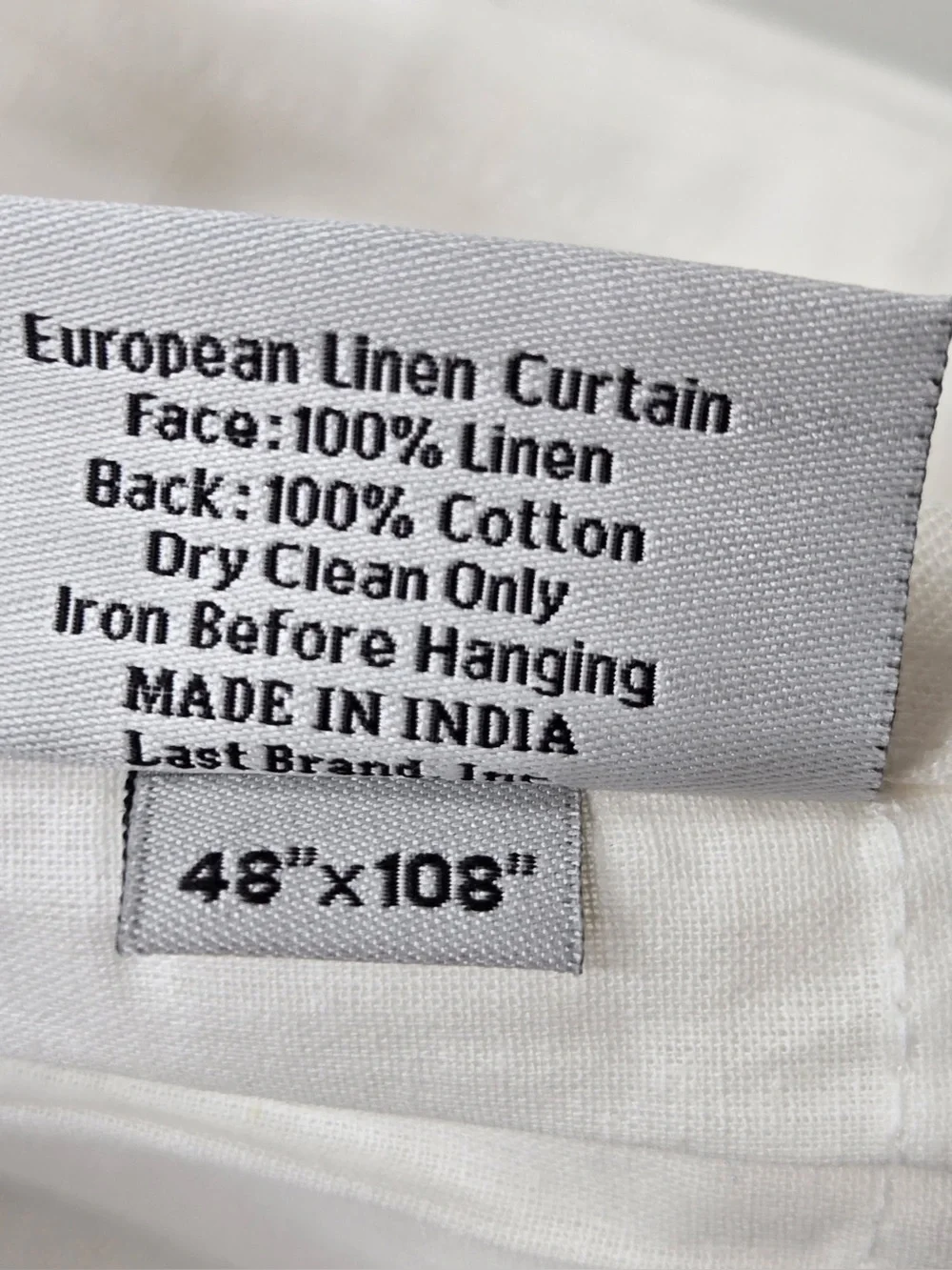 NWT QUINCE Set Of 2 48x108 European Linen Curtains White 0354